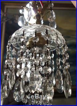 1o4 SWAG small hanging Jelly Fish in vintage Lamp Chandelier brass crystal glass