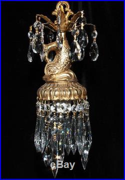 1o4 Vintage Dolphin Fish Serpent Hanging lamp Chandelier gilt Brass pl Nautical