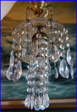 1o5 SWAG 15ft cord hanging Jelly Fish insp vintage Lamp Chandelier brass crystal