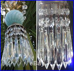 1o5 hanging lamp crystal prism Vintage Swirl Aqua Blue Brass mini chandelier tol