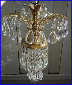 1of2 Vintage SWAG lamp crystal chandelier Hollywood Regency waterfall hanging
