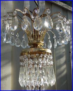 1of2 Vintage SWAG lamp crystal chandelier Hollywood Regency waterfall hanging