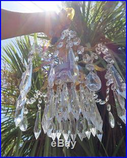 1of3 Spider SWAG hanging Lamp Brass Spelter chandelier Vintage Hollywood Regency