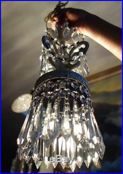1of5 Vintage ROCOCO Shabby Spelter Chic Lamp Crystal Chandelier hanging