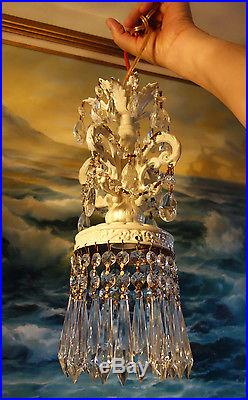1of5 Vintage ROCOCO Shabby Spelter Chic Lamp Crystal Chandelier hanging