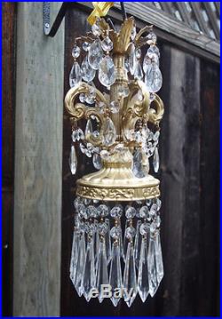 1of5 Vintage baroque ornate hanging Spelter brass plt Lamp Crystal Chandelier