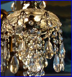 1of5 ceiling hanging Jelly Fish insp vintage Lamp Chandelier brass crystal glass