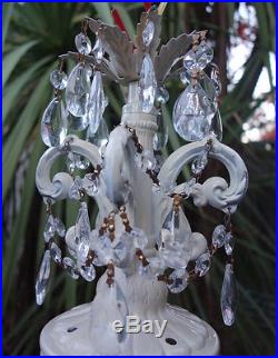 1of6 Vintage ROCOCO Shabby Spelter Chic SWAG Lamp Crystal Chandelier hanging