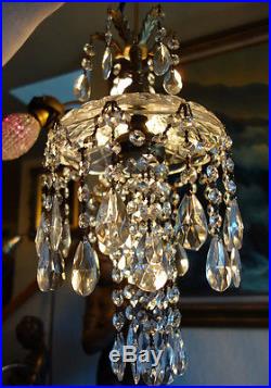 1of7 SWAG hanging Jelly Fish insp vintage Lamp Chandelier brass crystal glass