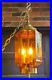 20 Amber Etched GLASS MCM SWAG Light Lamp Hanging Vintage Fixture 1960's
