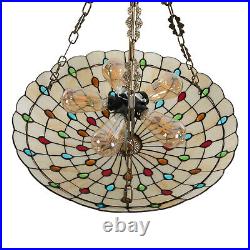 20 Inch Vintage Tiffany Chandelier Hanging Light Stained Glass Pendant Lamp