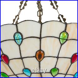 20 Inch Vintage Tiffany Chandelier Hanging Light Stained Glass Pendant Lamp