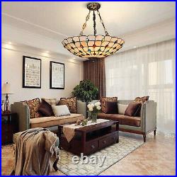 20'' Tiffany Style Chandelier Vintage Hanging Light Stained Glass Pendant Lamp