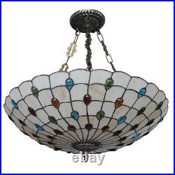 20 inch Vintage Tiffany Style Stained Glass Hanging Pendant Lamp Living Room