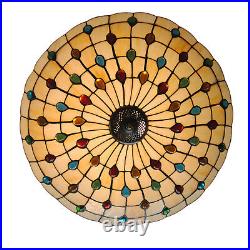 20 inch Vintage Tiffany Style Stained Glass Hanging Pendant Lamp Living Room