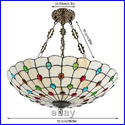 20inch Vintage Tiffany Style Chandelier Hanging Light Stained Glass Pendant Lamp