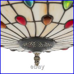 20inch Vintage Tiffany Style Chandelier Hanging Light Stained Glass Pendant Lamp