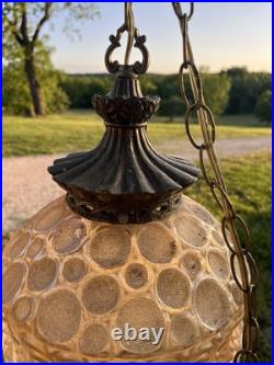 24 Nemo Italy Peach Amber Frosted Circles Hanging Swag Lamp MCM Pendant Light