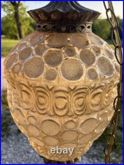 24 Nemo Italy Peach Amber Frosted Circles Hanging Swag Lamp MCM Pendant Light