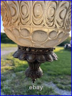 24 Nemo Italy Peach Amber Frosted Circles Hanging Swag Lamp MCM Pendant Light