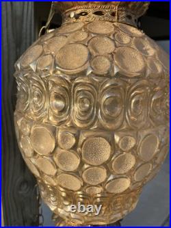 24 Nemo Italy Peach Amber Frosted Circles Hanging Swag Lamp MCM Pendant Light