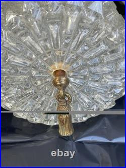 2 Falkenstein Hollywood Regency MCM Glass Cylinder Swag Hanging Lamps