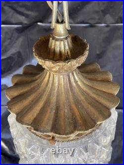 2 Falkenstein Hollywood Regency MCM Glass Cylinder Swag Hanging Lamps