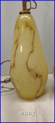 (2) Slag Glass Tear Drop Swag Lamp Light Fixtures Vintage