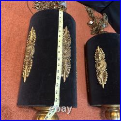 2 VTG 60's 70's Black Velvety Gothic Hanging Lamps Lights Tested Works 2 VTG 60's 70's Black Velvety Gothic Hanging Lamps Lights Tested Works