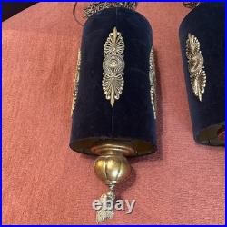 2 VTG 60's 70's Black Velvety Gothic Hanging Lamps Lights Tested Works