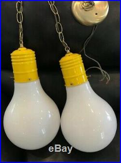 2 VTG HANGING MID CENTURY LIGHTBULB SOCKET LAMP SWAG POP MOD ART INGO MAURER 60s