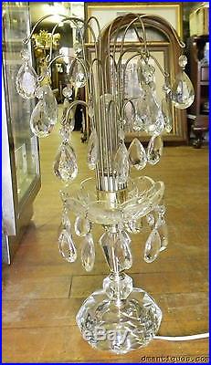 2 Vintage Crystal Tree Table Lamps Hanging Prisms Gilbert Ny Hollywood Regency