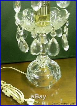 2 Vintage Crystal Tree Table Lamps Hanging Prisms Gilbert Ny Hollywood Regency