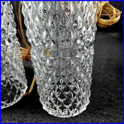 (2) Vintage Cut Style Glass Hanging Pendant Swag Lights