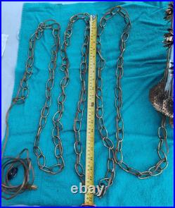 2 Vintage Hanging Glass n Brass Swag Lamps