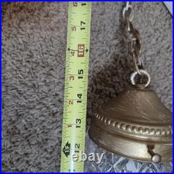 (2) Vintage MCM Hollywood Regency Pineapple Teardrop Pendant Swag Chain Lights