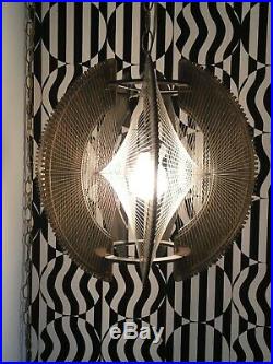 2 Vintage Mid Century Lucite Atomic Retro Nylon String Hanging Swag Lamp