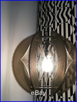 2 Vintage Mid Century Lucite Atomic Retro Nylon String Hanging Swag Lamp