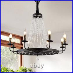 31.4 in Crystal Chandelier Vintage Hanging Ceiling Light Pendant Lamp Fixture