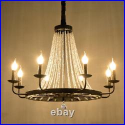 31.4 in Crystal Chandelier Vintage Hanging Ceiling Light Pendant Lamp Fixture