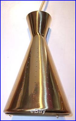 3 vintage mid century brass finish hourglass cone pendant hanging light lamp