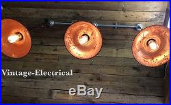 3 x INDUSTRIAL VINTAGE FACTORY HANGING CEILING TABLE LIGHT FITTING VINTAGE LAMPS