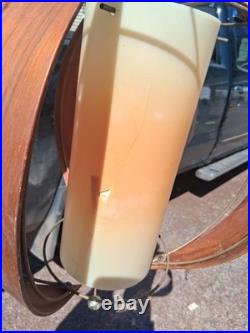 5 Vtg Mid Century Modern Danish Style Chain Hanging Lamp Wood Light Fixture