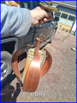 5 Vtg Mid Century Modern Danish Style Chain Hanging Lamp Wood Light Fixture