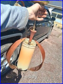 5 Vtg Mid Century Modern Danish Style Chain Hanging Lamp Wood Light Fixture