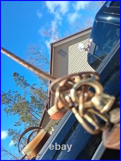 5 Vtg Mid Century Modern Danish Style Chain Hanging Lamp Wood Light Fixture