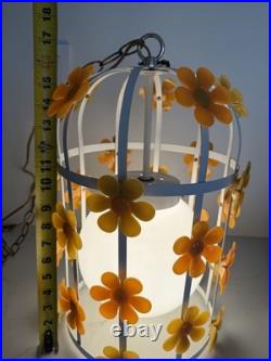 60's Groovy MCM Flower Daisy ToleHanging Ceiling Light Lamp Fixture Chandelier