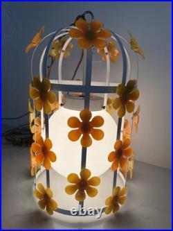60's Groovy MCM Flower Daisy ToleHanging Ceiling Light Lamp Fixture Chandelier