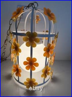 60's Groovy MCM Flower Daisy ToleHanging Ceiling Light Lamp Fixture Chandelier