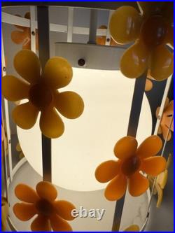 60's Groovy MCM Flower Daisy ToleHanging Ceiling Light Lamp Fixture Chandelier
